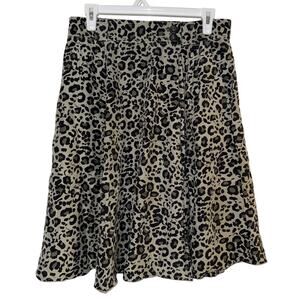 Vintage Schrader Separates Silk Leopard Skirt Tan Black Size 8